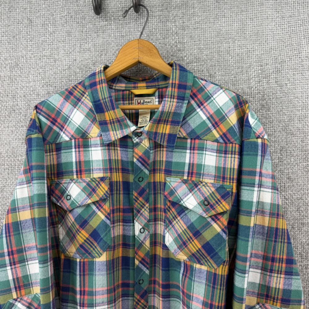 L.L. Bean Katahdin Preformance Flannel Shirt Mens 3Xl Green Plaid Outdoor Active